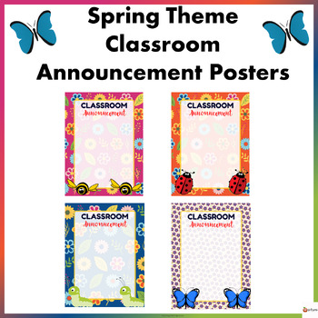 Preview of Spring Theme Classroom Announcement Posters Editable