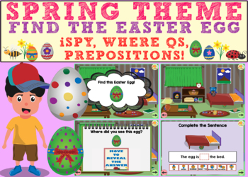 Preview of Spring Theme: Find the Easter Egg (iSpy, Where Qs, Prepositions) Boom Cards