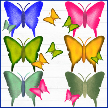 Preview of Spring Theme Glitter Butterfly Clip Art Set HQ :)