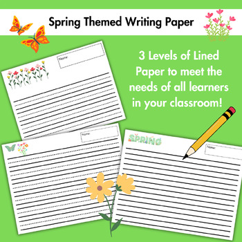 Primary Lined Writing Paper Printable-Spring Themed • Mrs E Virtually