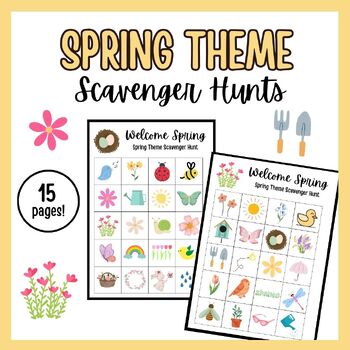 Preview of Spring Theme Printable Scavenger Hunt Activity Package