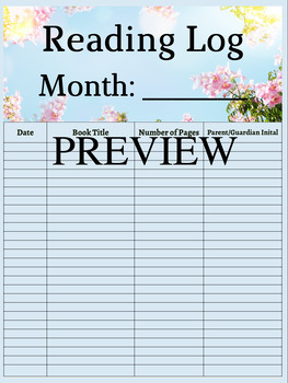 Preview of Spring Theme Reading Book Log