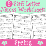 Spring Theme Staff Letter Names Worksheets - Lines and Spa
