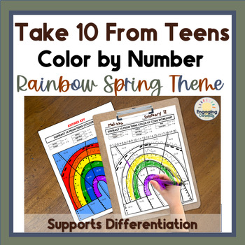 Preview of Spring Theme Ten Less Color-by-Number Math Coloring Sheets for Morning Centers