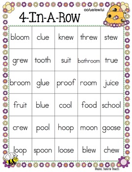 Spring Themed 4-In-A-Row Phonics Game Boards by Make Take Teach | TPT