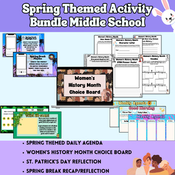 Preview of Spring Activity Bundle St Patrick's Day Women's History Month Middle School
