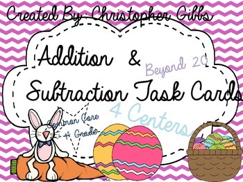Preview of Spring Themed Addition and Subtraction Beyond 20 Task Cards