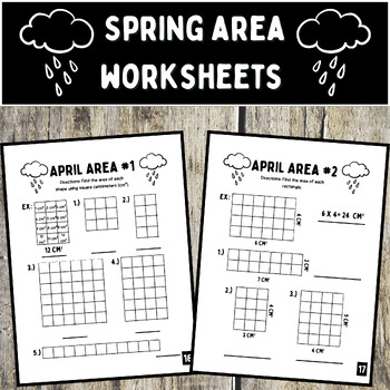 Preview of Spring-Themed Area Worksheets WITH Answer Keys (NO PREP Math Printables)