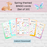 Spring Themed Bingo Cards | Watercolor Bingo Cards | Sprin