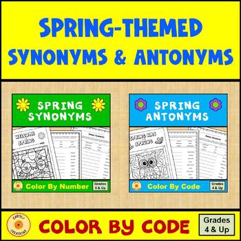 Preview of Spring Themed Color By Code Synonyms and Antonyms BUNDLE