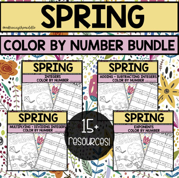 Preview of Spring Themed Color By Number Activities for Middle School Math - 7th Grade