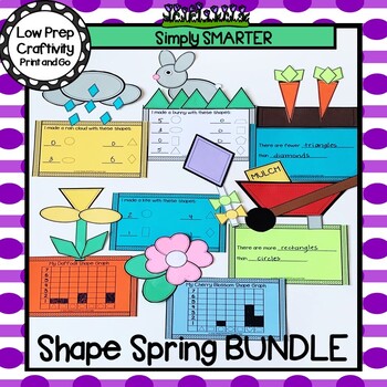 Preview of Spring Themed Cut and Paste Shape Math Craftivities Bundle