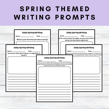 Spring Themed Daily Writing Prompts by Miss Catley's Classroom | TPT