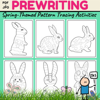 Preview of Spring-Themed Bunny Shapes and Lines Tracing ''Prewriting Activity''