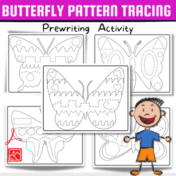 Preview of Spring-Themed Butterflies Shapes and Lines Tracing ''Prewriting Activity''