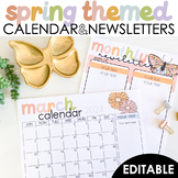 March Editable Newsletter and Calendar Templates  - April 