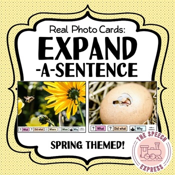 Preview of Spring Themed Expanding Sentences Photo Cards for Speech and Language