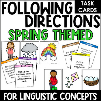 Spring Themed Following Directions Printable Cards for Linguistic Concepts