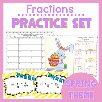 Preview of Spring Themed Fraction Color By Number {Add Subtract Multiply Divide}