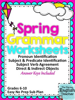 Preview of Spring Grammar Worksheets