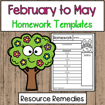 Preview of Spring Themed Homework Templates | Editable