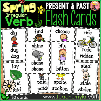 Preview of Spring Themed Irregular Verb Flash Cards