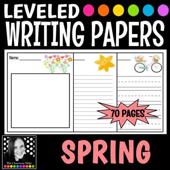 Spring Themed Leveled Lined Writing Papers for Centers and Science Writing