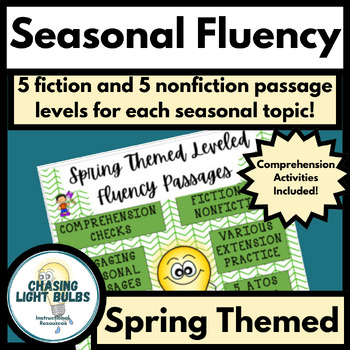 Preview of Spring Themed Leveled Reading Fluency Passages for March, April, and May
