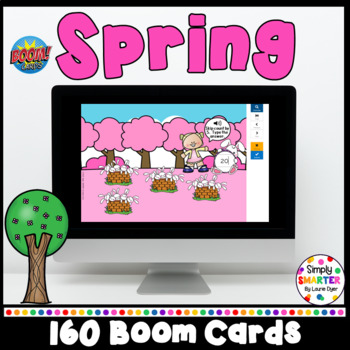 Preview of Spring Themed Math And Literacy Boom Card™ Decks