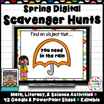 Preview of Spring Themed Math, Literacy, and Science DIGITAL Scavenger Hunts