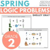 Spring-Themed Math Logic Problems, Puzzles for Addition & 