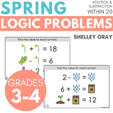 Spring-Themed Math Logic Problems, Puzzles for Addition & 