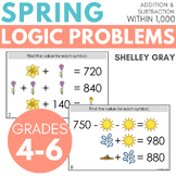 Spring-Themed Math Logic Problems, Puzzles for Addition & 