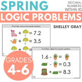 Spring-Themed Math Logic Problems, Puzzles for Decimal Num