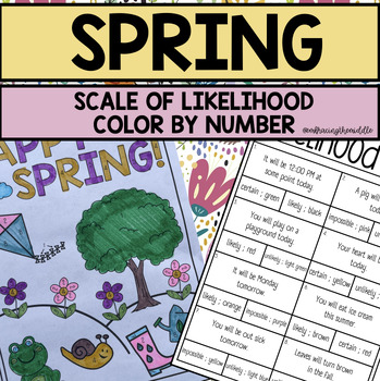 Preview of Spring Themed Scale of Likelihood Color by Number for Middle School Math