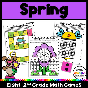 Preview of Spring Themed Second Grade Math Games