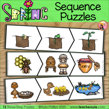 Preview of Spring Themed Sequence Puzzles with Mats