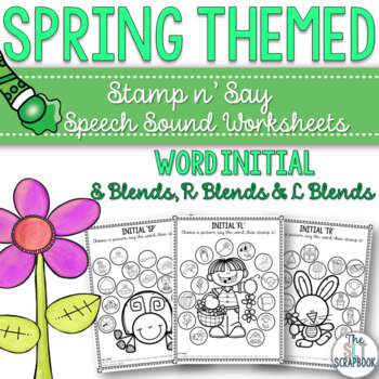 Preview of Spring Themed Speech Sound Worksheets for S, L and R Blends- No prep.