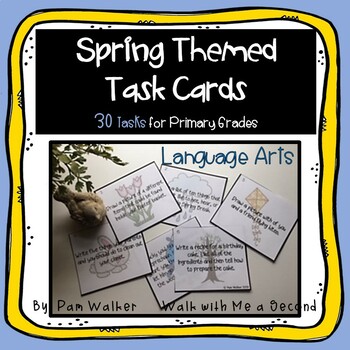 Preview of Spring Themed Task Cards for Primary Language Arts