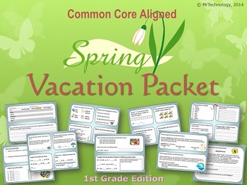 Preview of Spring Themed Vacation Packet: 1st Grade Edition {CCSS Aligned}
