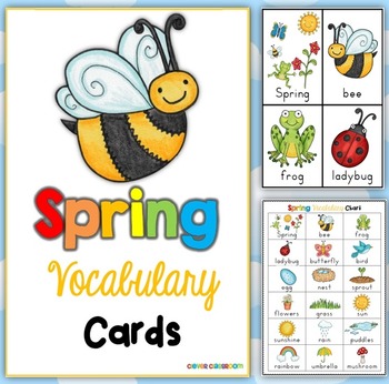 Preview of Spring Themed Vocabulary Cards with Record Sheets