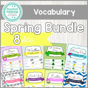 Preview of Spring Themes and Holidays Vocabulary Card Bundle - Preschool Language