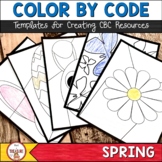Spring Time Color by Code Templates Clipart | Digital and Print