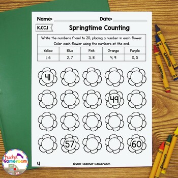 Counting to 100 Spring Worksheets by Teacher Gameroom | TpT