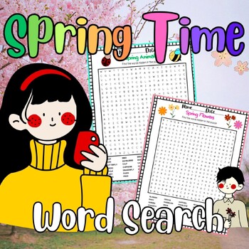 Preview of Spring Time Day Word Search Puzzle Vocabulary activities for 1st 2nd 3rd -6th