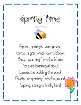 Spring Time Poem by Megan Markovich | Teachers Pay Teachers
