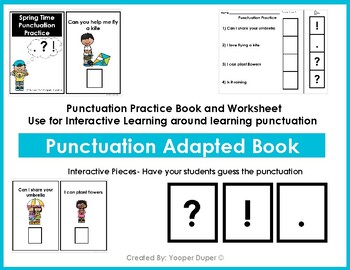 Preview of Spring Time Punctuation Practice Adapted Book and Worksheet