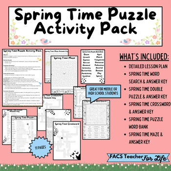 Preview of Spring Time Puzzle Activity Pack: SEL, Middle or High School, NO PREP
