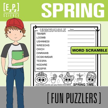 Preview of Spring Time Word Scramble Activity | Holiday Word Puzzle for Early Finishers