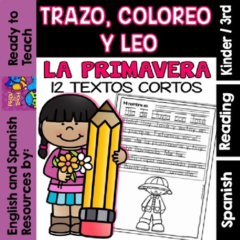 Preview of Spring - Trace, Color and Read (Spanish set - 12 Texts)
